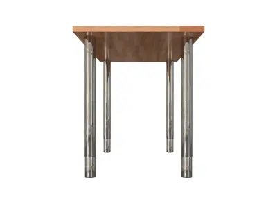 Gerton hickory kitchen table with stainless steel legs Free 3D model