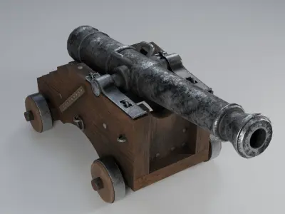 Game-ready Vessel cannon Low-poly 3D model
