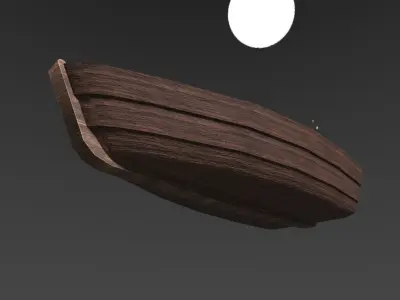 Wooden Row Boat Low-poly 3D model