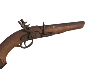 Musket Pistol Flintlock Gun Low-poly 3D model