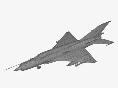 MiG-21bis fighter jet flying Free low-poly 3D model