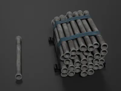Modular Concrete Pipe Set Low-poly 3D model