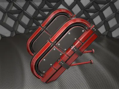 Sci-Fi Stairs - 29 - Red Version  Low-poly 3D model