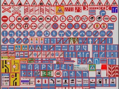 Road Signs FULL Set Low-poly 3D model