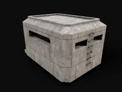 Military Concrete Bunker Base 2 Low-poly 3D model