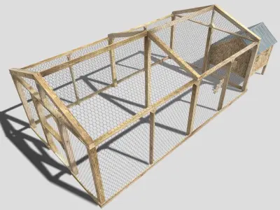 Chicken coop Low-poly 3D model