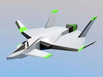 Manta ray aircraft lowpoly concept Low-poly 3D model
