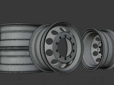 car wheel set Low-poly 3D model Low-poly 3D model