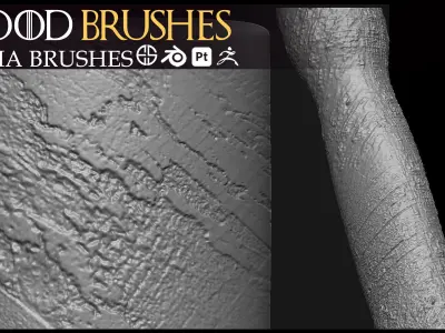 74 Brush-Wood-Blender Brush-Alpha Pack- Wood Alpha Brushes-Vol 2 Texture
