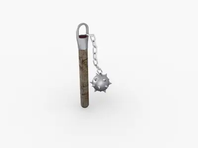 Flail wooden stick with ball 3D model