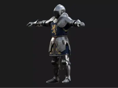 Blue Tunic Crusader Rigged Low-poly 3D model