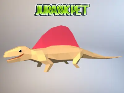 Dimetrodon jurassic pet Low-poly 3D model