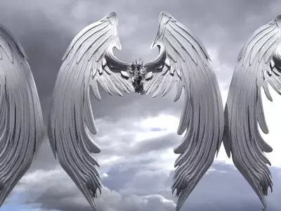 Angel wings Stylized Tall  3D model