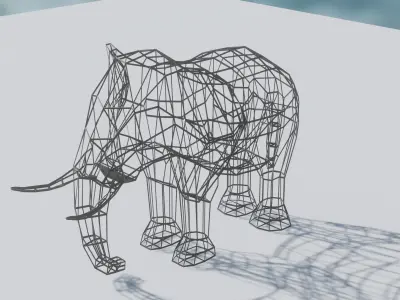 LOW POLY Elephant in snow Low-poly 3D model