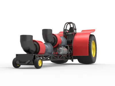 Pulling tractor with 2 jet engines 2 Scale 1 to 25 3D print model