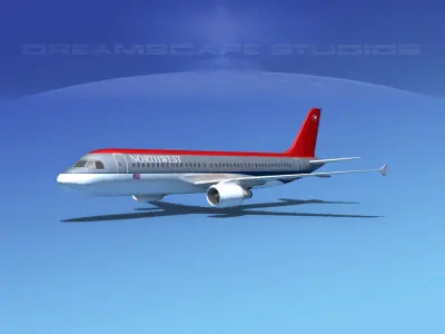Airbus A320 LP Northwest Airlines Low-poly 3D model