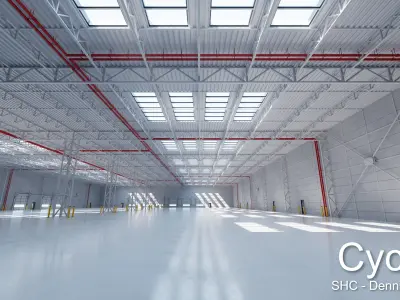 Large modern warehouse for Blender Eevee and Cycles Low-poly 3D model