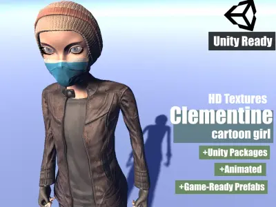 Clementine - animated rigged Survivor Cartoon Girl Low-poly 3D model