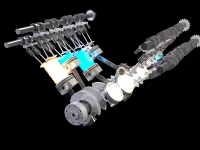 V8 Engine Ignition Animation 3D model