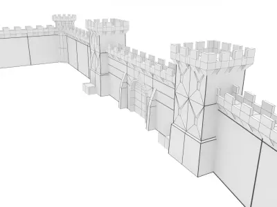 Castle Walls - Modular Set Low-poly 3D model