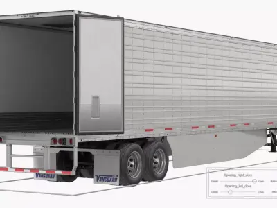 Vanguard Reefer Trailer with Thermo King C600 Rigged 3D model