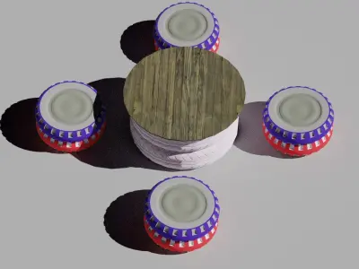 Outdoor table from recycled tires Low-poly 3D model