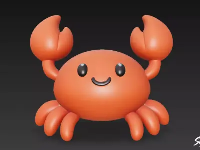Cartoon Plush Crab Low-poly 3D model