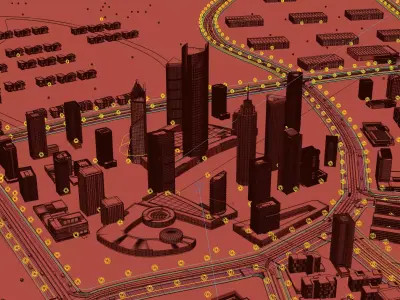 Futuristic Neon Cityscape 3D Model 3D model