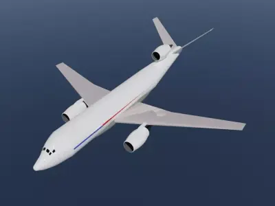 Fictional V-Tail Tri-Jetliner Dorsal Engine Concept Transport Low-poly 3D model