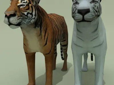 LowPoly Tigers two Free low-poly 3D model
