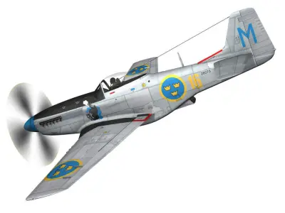 North American P-51D Mustang - Swedisch Airforce 3D model