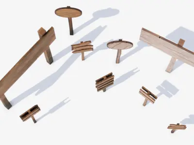 Sign set 01 Low-poly 3D model