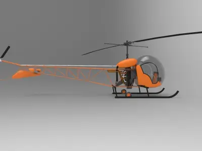 bell 47 orange 3D model