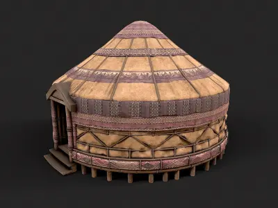 Mongolian Yurt and Interior 2 Low Poly PBR Low-poly 3D model