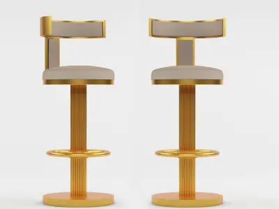 gold stainless steel high bar tool chair Free 3D model