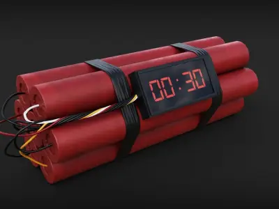 TNT explosives with its denotetor Low-poly 3D model