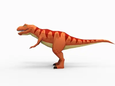 Tyrannosaurus rex Cartoon Orange  Low-poly 3D model