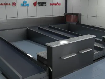 check-in counter Low-poly 3D model