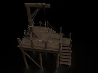Medieval Gallows Low-poly 3D model