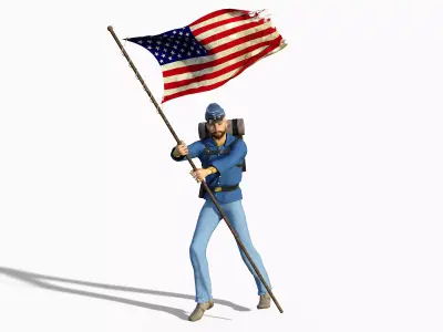 American Civil War Union Officer - Billy Yankee Rigged Low-poly 3D model