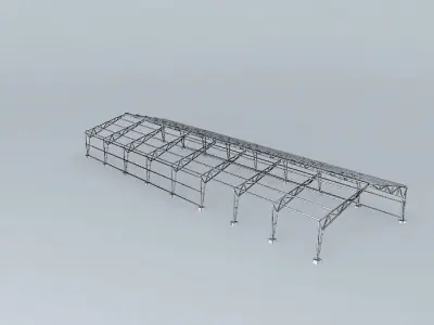 Metal barn dimensions 12 x 5.5 x 40 meters Free 3D model