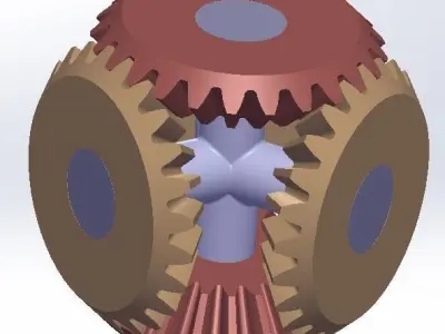 Bevel gear transmission set-5 gears Free 3D print model