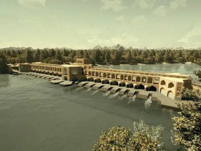 The-Khaju-Bridge iranian water reservoir Low-poly 3D model