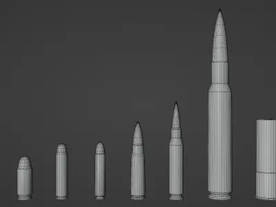 Eight Bullets Low-poly 3D model