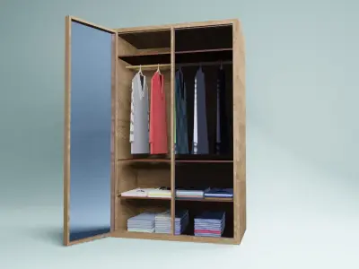 3D modeling of a wooden bedroom wardrobe Free 3D model