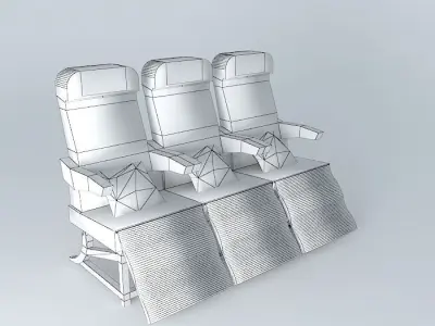 Premium Economy Class Airplane Seats Free 3D model