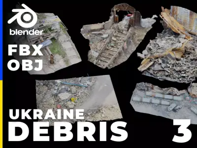 USCANS Ukraine Debris set 3 Low-poly 3D model