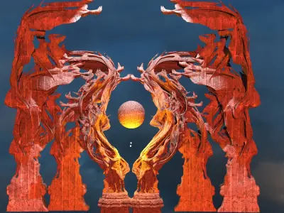 Dantes Inferno Great Dance pillars Kit bash Low-poly 3D model