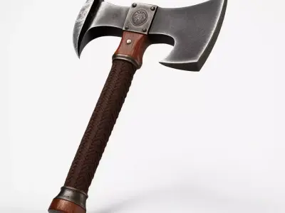 Fantasy Double Blade Battle Axe 3D model