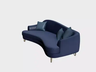 Modern Asymmetrical Curved Velvet Sofa Furniture for Daylight 14 Free 3D model